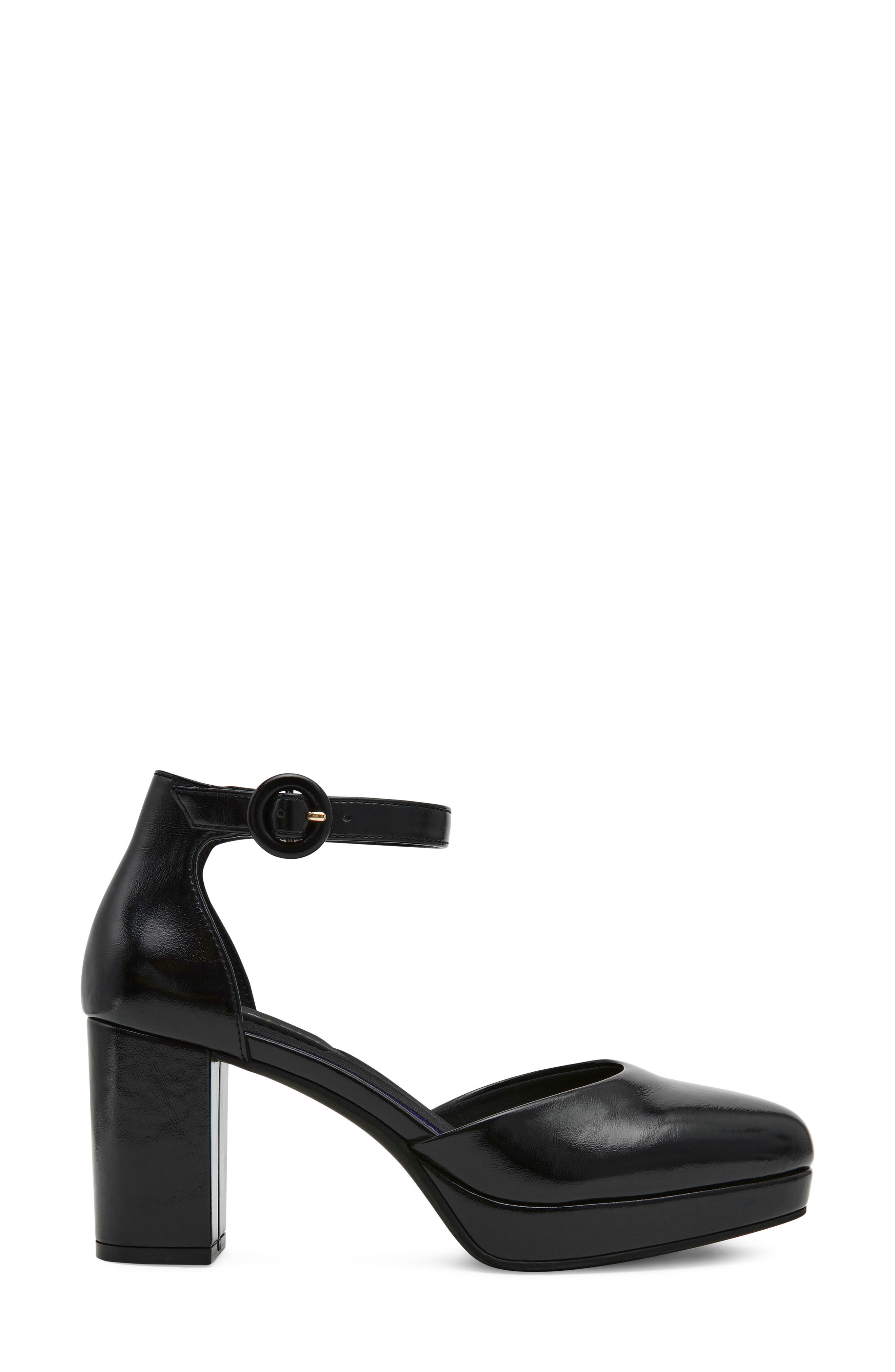 Faith Platform Ankle Strap Pump, Alternate, color, BLACK CRINKLE