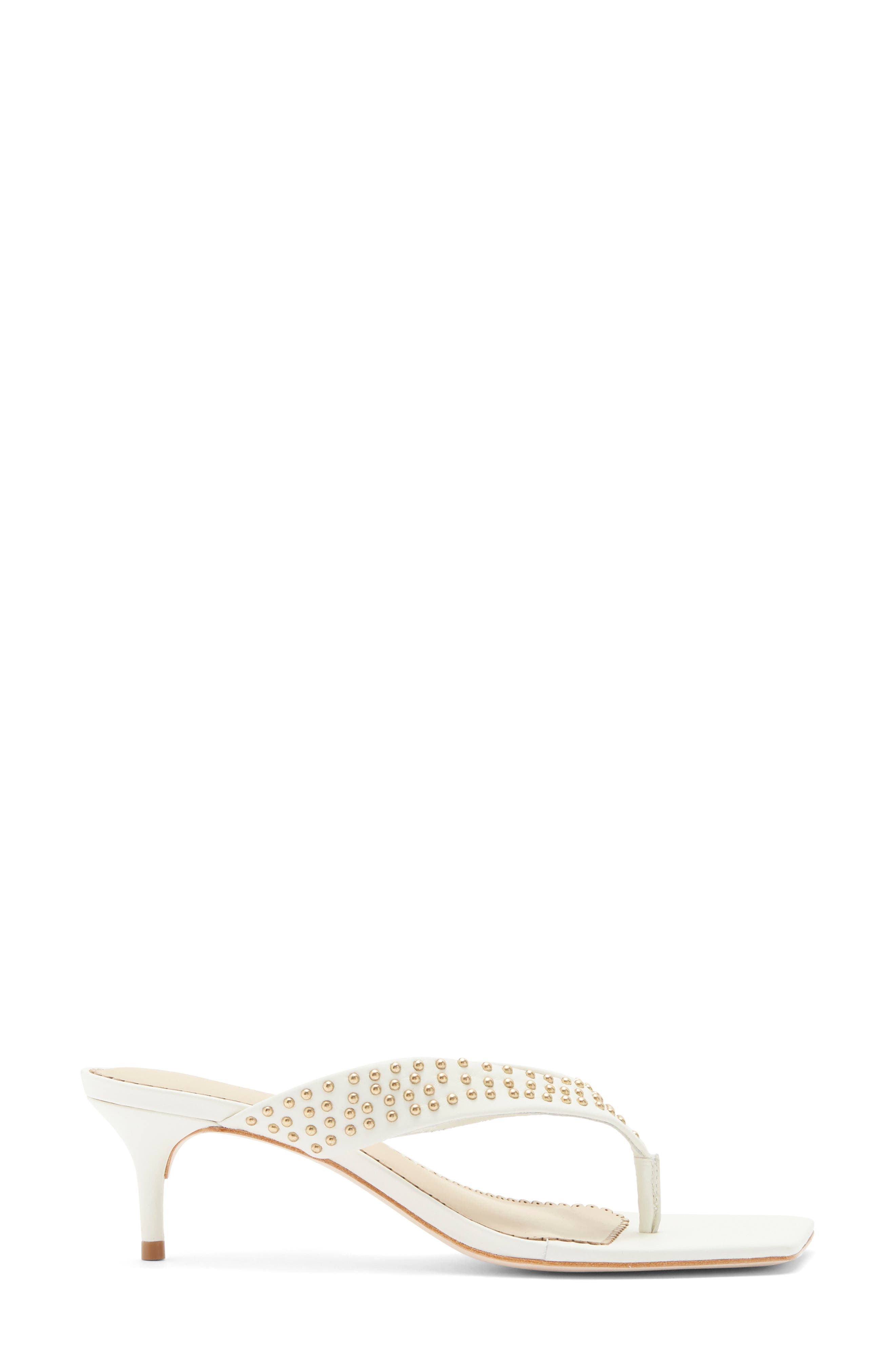 Frankie Studded Leather Thong Sandal, Alternate, color, IVORY/GOLD