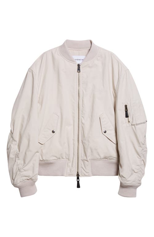 Givenchy Twisted Sleeve Cotton Blend Flight Jacket In Neutral