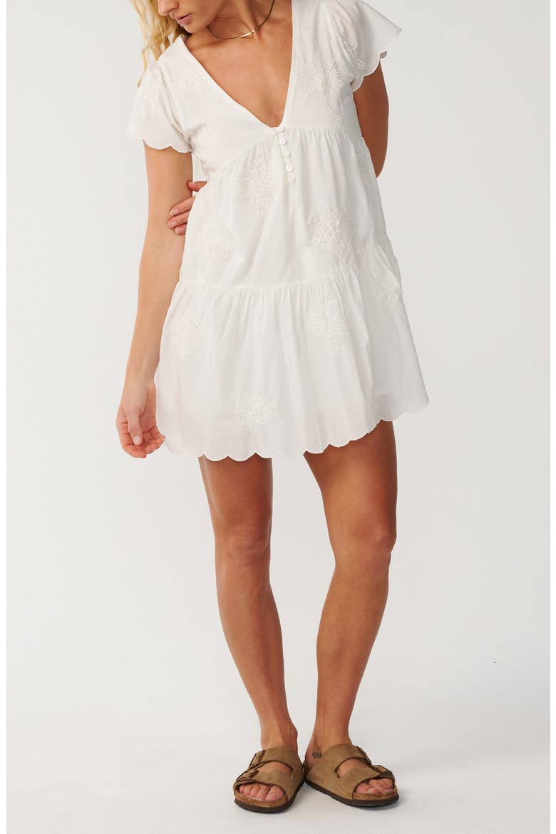 Bossa Nova Embroidered Cotton Minidress, Main, color, BONE