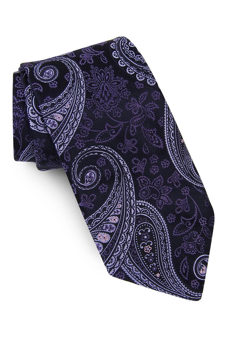 Woven Silk Tie, Main, color, NAVY