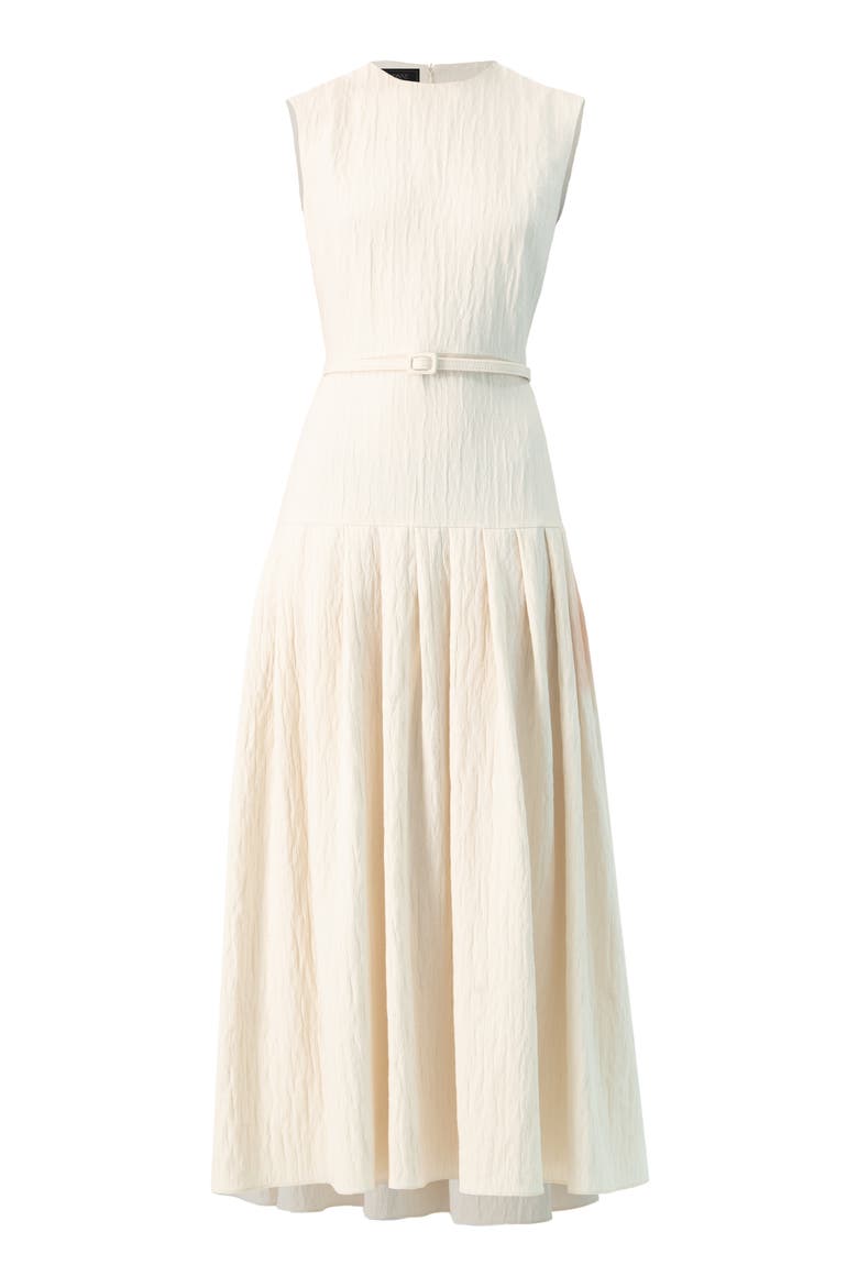 Sleeveless Long  Dress with Wide Skirt Pleats, Alternate, color, Ivory