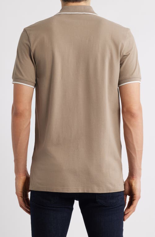 Shop Hugo Boss Hugo Dino Tipped Polo In Medium Brown