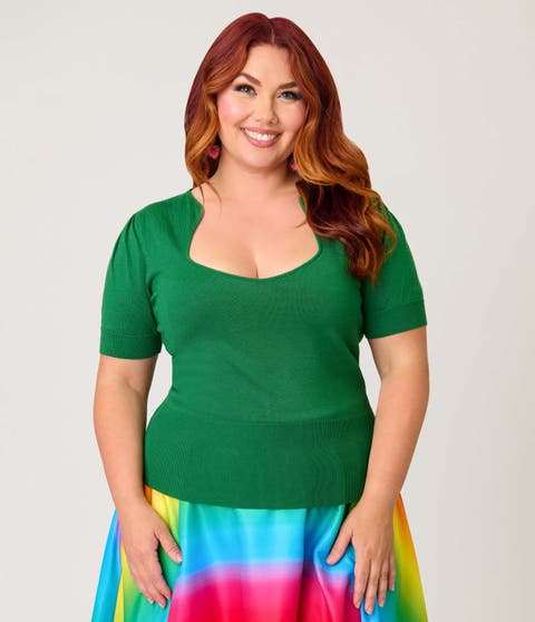 Plus Size 1950s Short Sleeve Sweater