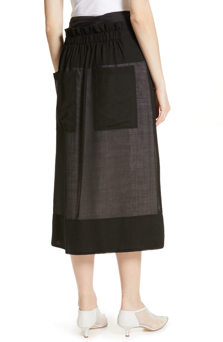 Tibi Gauze Overlay Midi Skirt, Alternate, color, 
