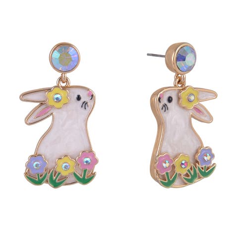 Easter Bunny and Flower Earrings
