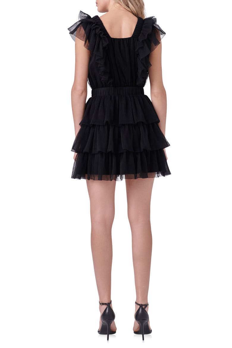 Tiered Ruffle Tulle Minidress, Alternate, color, BLACK