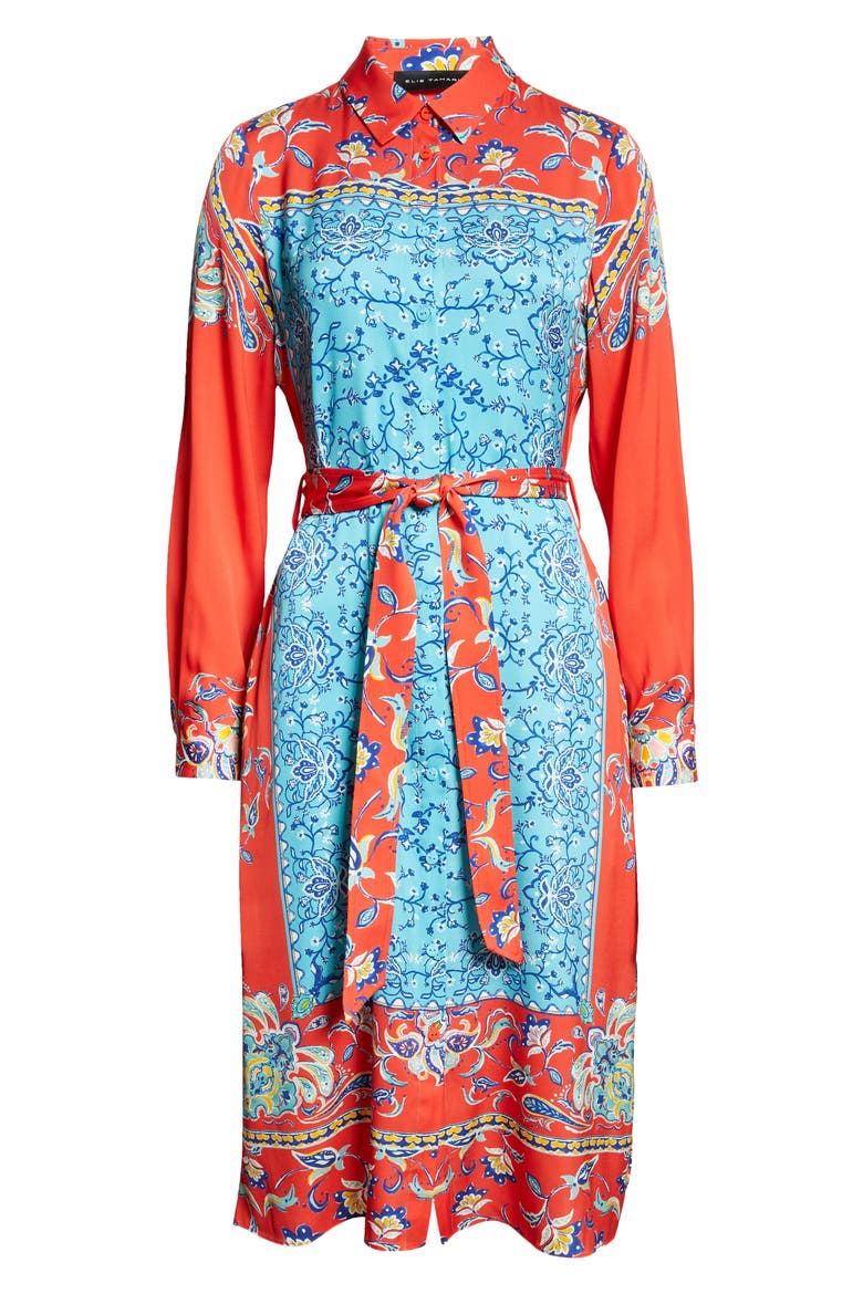 The Paulina Isle of Capri Print Long Sleeve Shirtdress, Alternate, color, ISLE OF CAPRI PRINT