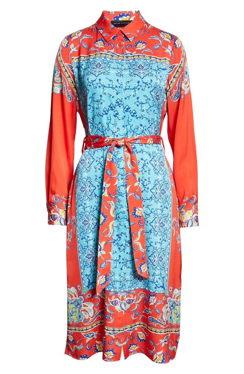 Elie Tahari The Paulina Isle of Capri Print Long Sleeve Shirtdress, Alternate, color, Isle Of Capri Print