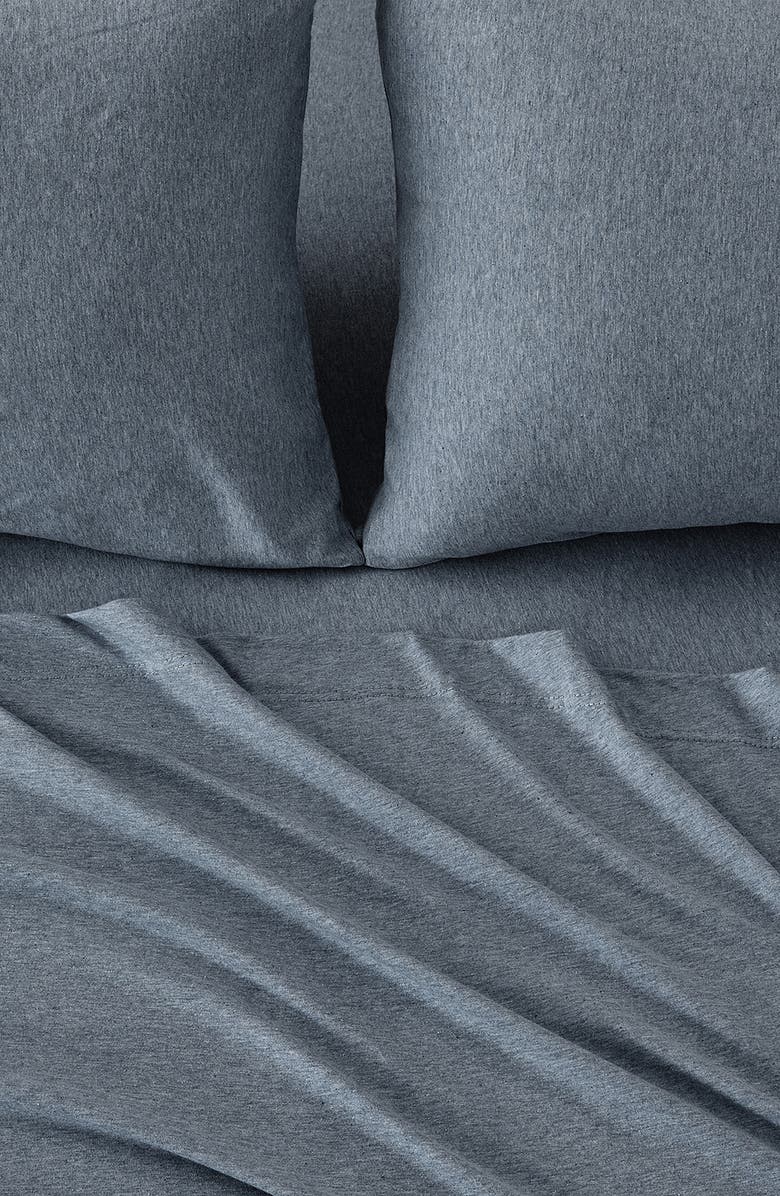 Woven & Weft Jersey Knit Sheet Set, Alternate, color, Heathered Denim Blue