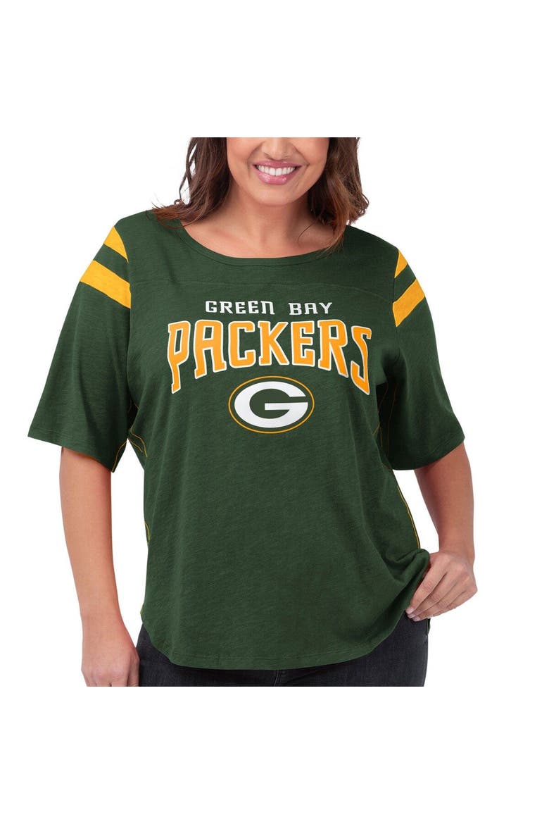 Women's G-III 4Her by Carl Banks Green Green Bay Packers Plus Size Linebacker T-Shirt, Main, color, Green