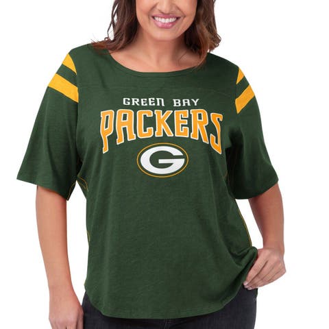 Women's G-III 4Her by Carl Banks Green Green Bay Packers Plus Size Linebacker T-Shirt