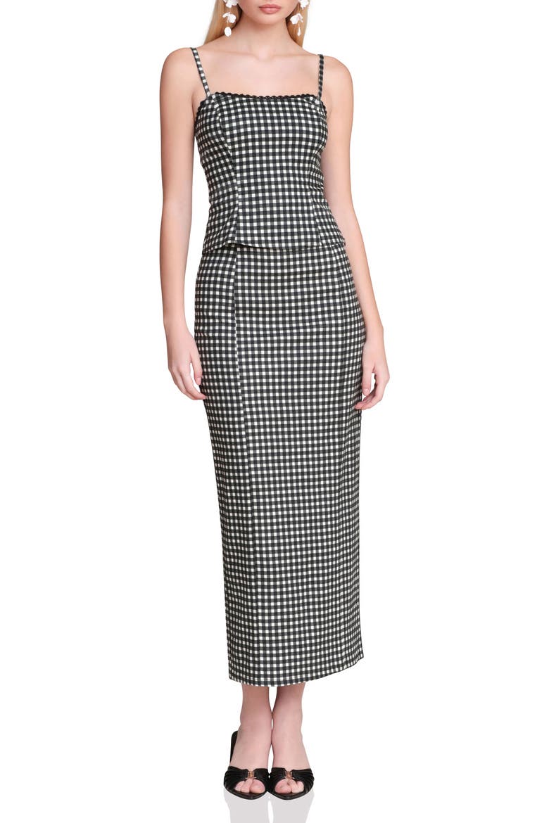 Peplum Camisole, Alternate, color, BLACK/ CREAM GINGHAM