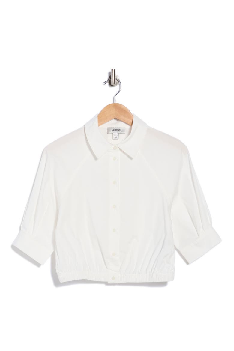 Cropped Short Sleeve Shirt, Main, color, WHITE