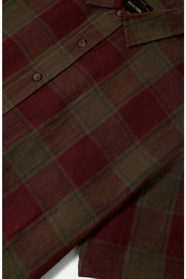 Cru Plaid Linen & Cotton Button-Up Shirt, Alternate, color, OLIVE SURPLUS/ PORT