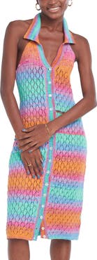Capittana Cielo Multicolor Crochet Halter Cover-Up Dress