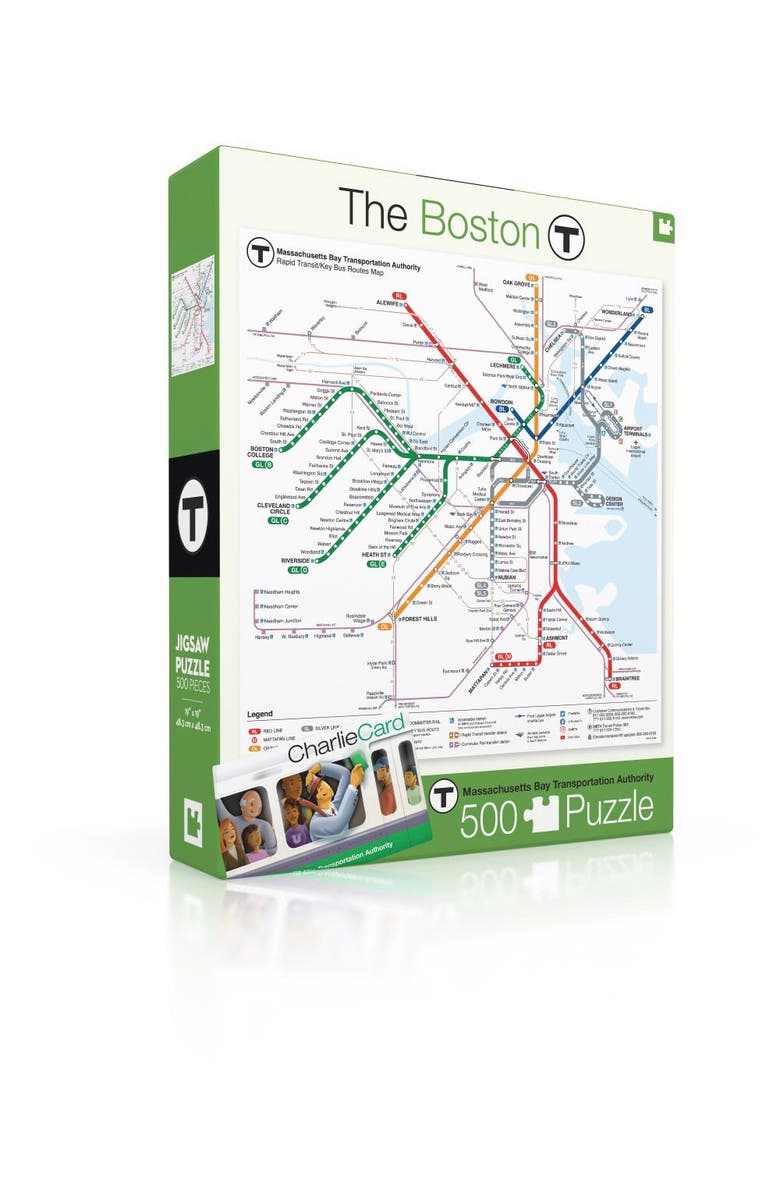 NEW YORK PUZZLE COMPANY Boston T Map 500 Piece Puzzle, Alternate, color, NO COLOR