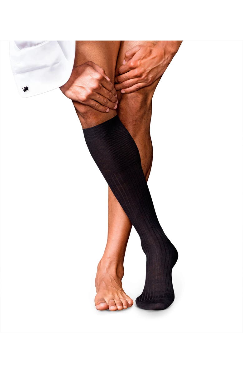 Falke No. 7 Merino Wool Luxury Dress Socks, Main, color, Black