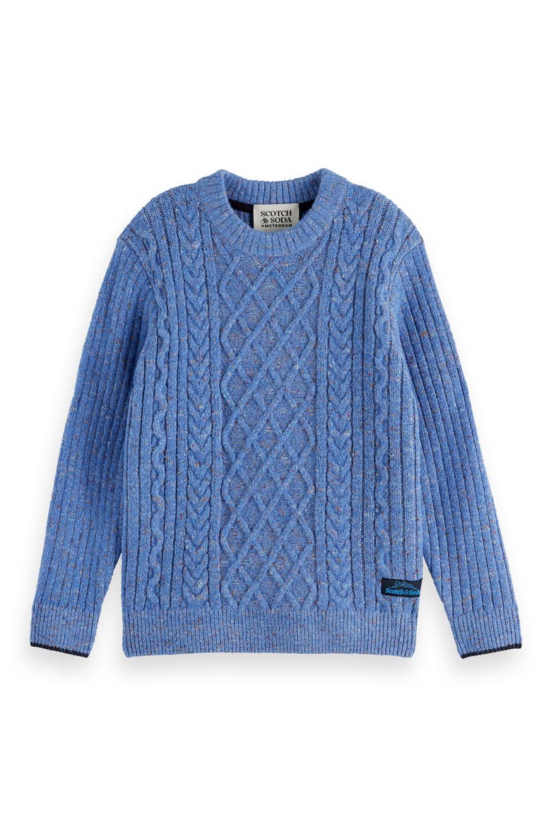 Kids' Cable Sweater, Main, color, FADED DENIM