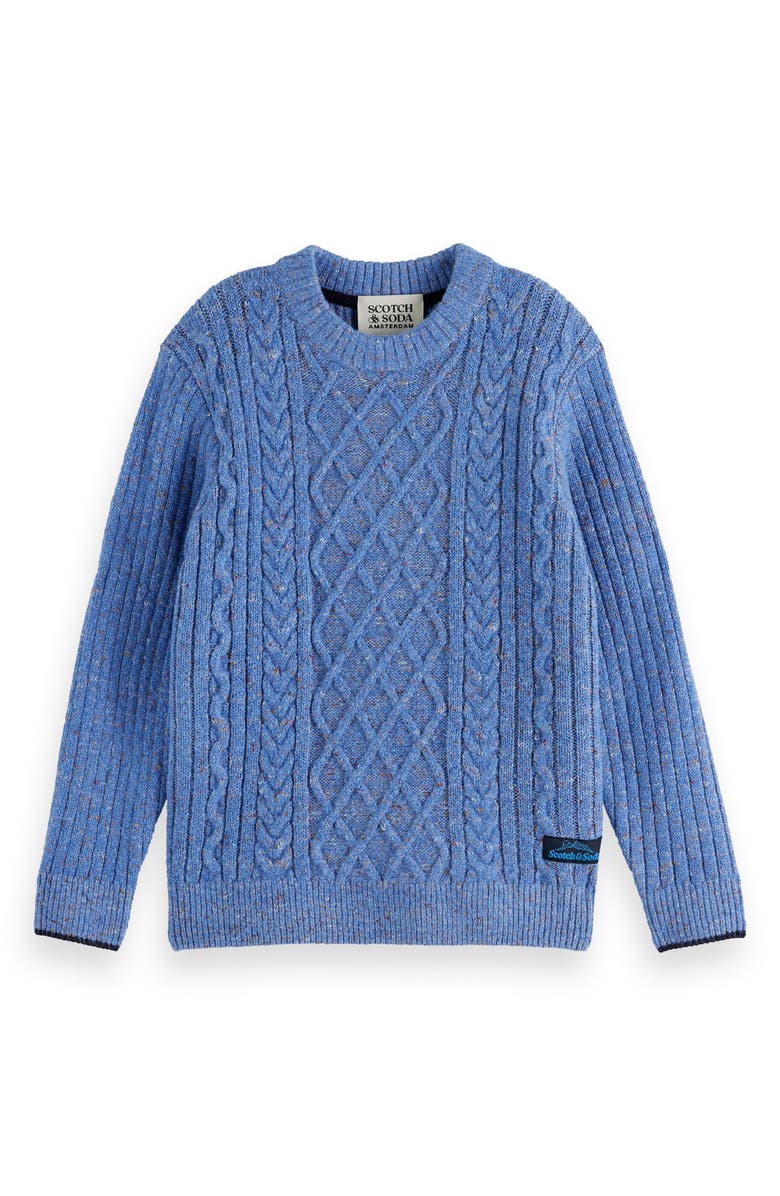 Scotch & Soda Kids' Cable Sweater, Main, color, Faded Denim