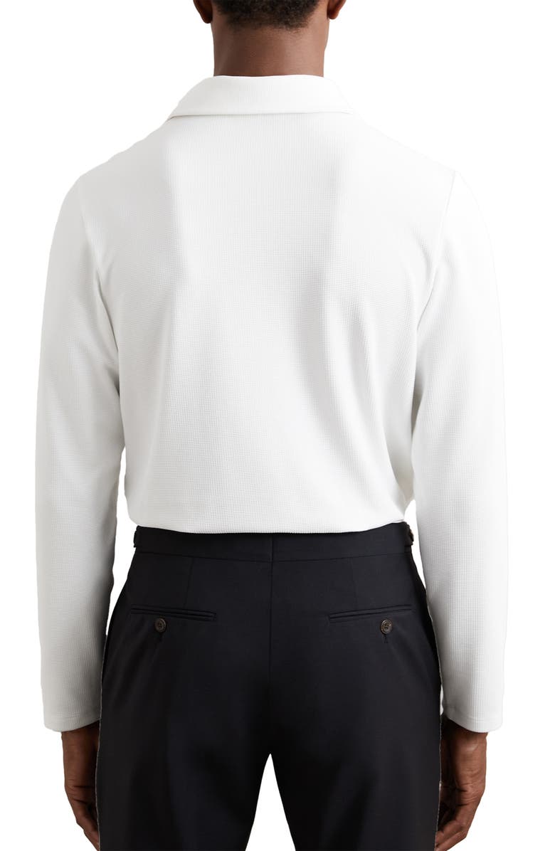 Reiss Tivolli Long Sleeve Waffle Polo, Alternate, color, White