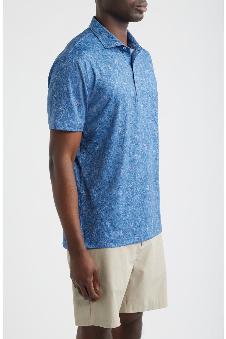 Osmond Leaf Print Performance Jersey Polo, Alternate, color, LAKE