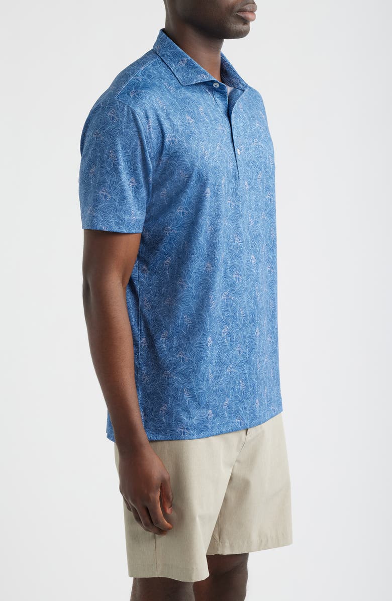 johnnie-O Osmond Leaf Print Performance Jersey Polo, Alternate, color, Lake