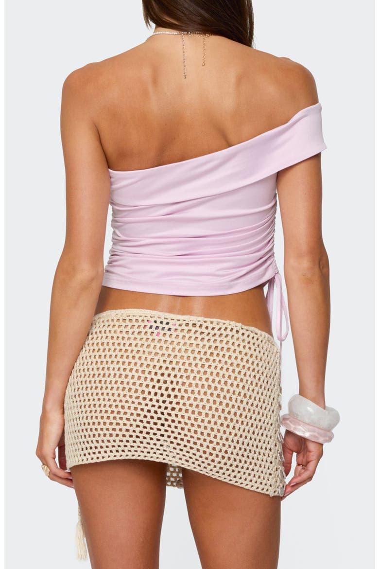 Yafa Off the Shoulder Side Ruched Knit Top, Alternate, color, PURPLE