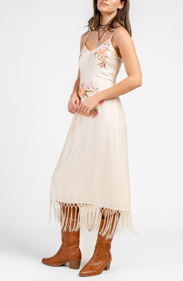Beivy Floral Embrodiered Midi Dress, Alternate, color, Natural
