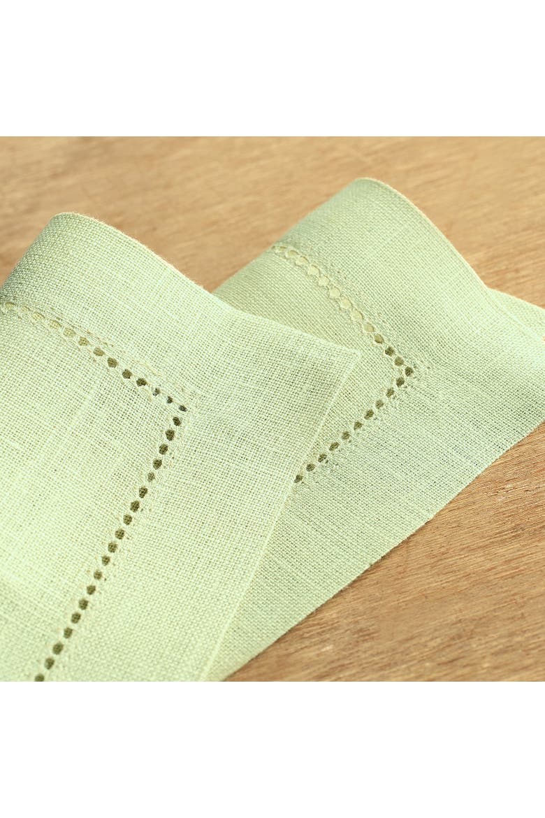 Linen Cocktail Napkins Set of 12, 6 x 6" - Classic Hemstitch, Alternate, color, Sage Green