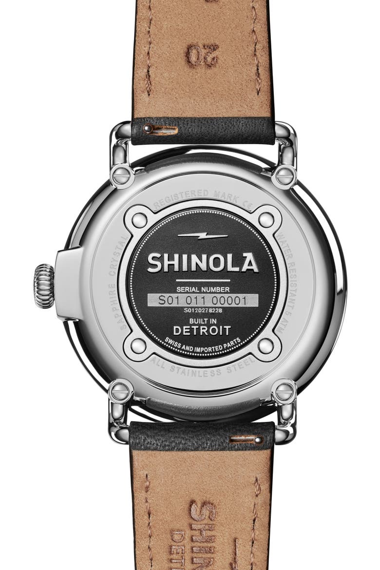 Runwell Leather Strap Watch, 41mm, Alternate, color, BLACK/ CREAM