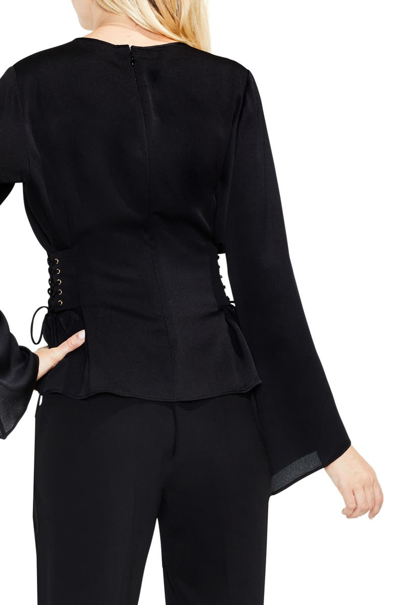 Vince Camuto Bell Sleeve Side Lace-Up Blouse, Alternate, color,