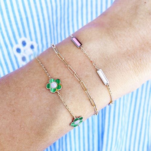 The Lovery Fine Jewelry Malachite Daisy Bracelet In Green