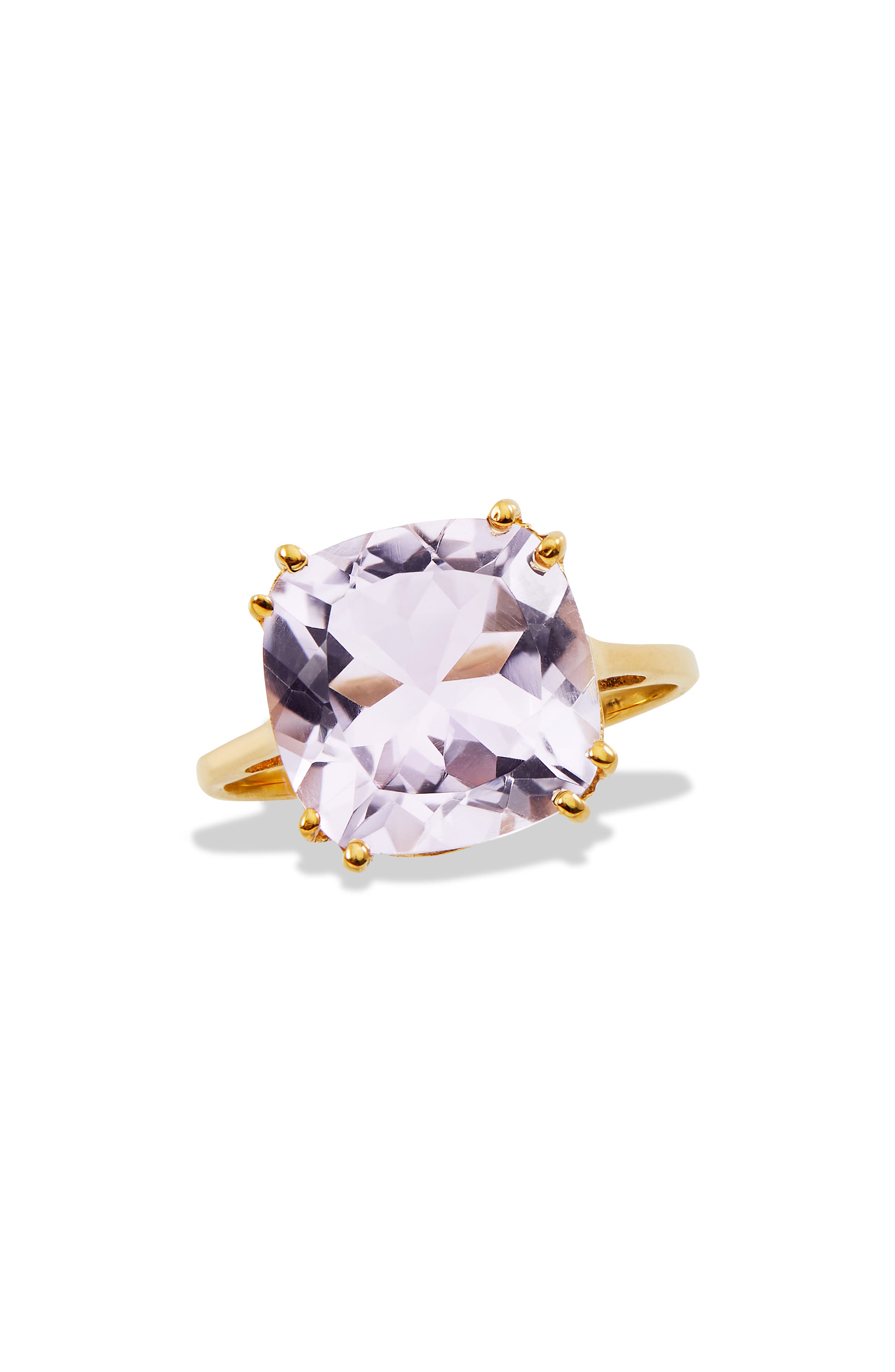 SAVVY CIE JEWELS 18K Gold Plated Sterling Silver Pink Amethyst Ring
