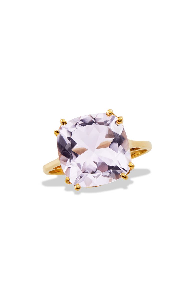 18K Gold Plated Sterling Silver Pink Amethyst Ring