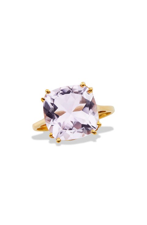 18K Gold Plated Sterling Silver Pink Amethyst Ring