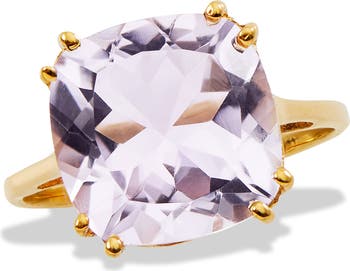 18K Gold Plated Sterling Silver Pink Amethyst Ring