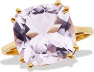 SAVVY CIE JEWELS 18K Gold Plated Sterling Silver Pink Amethyst Ring
