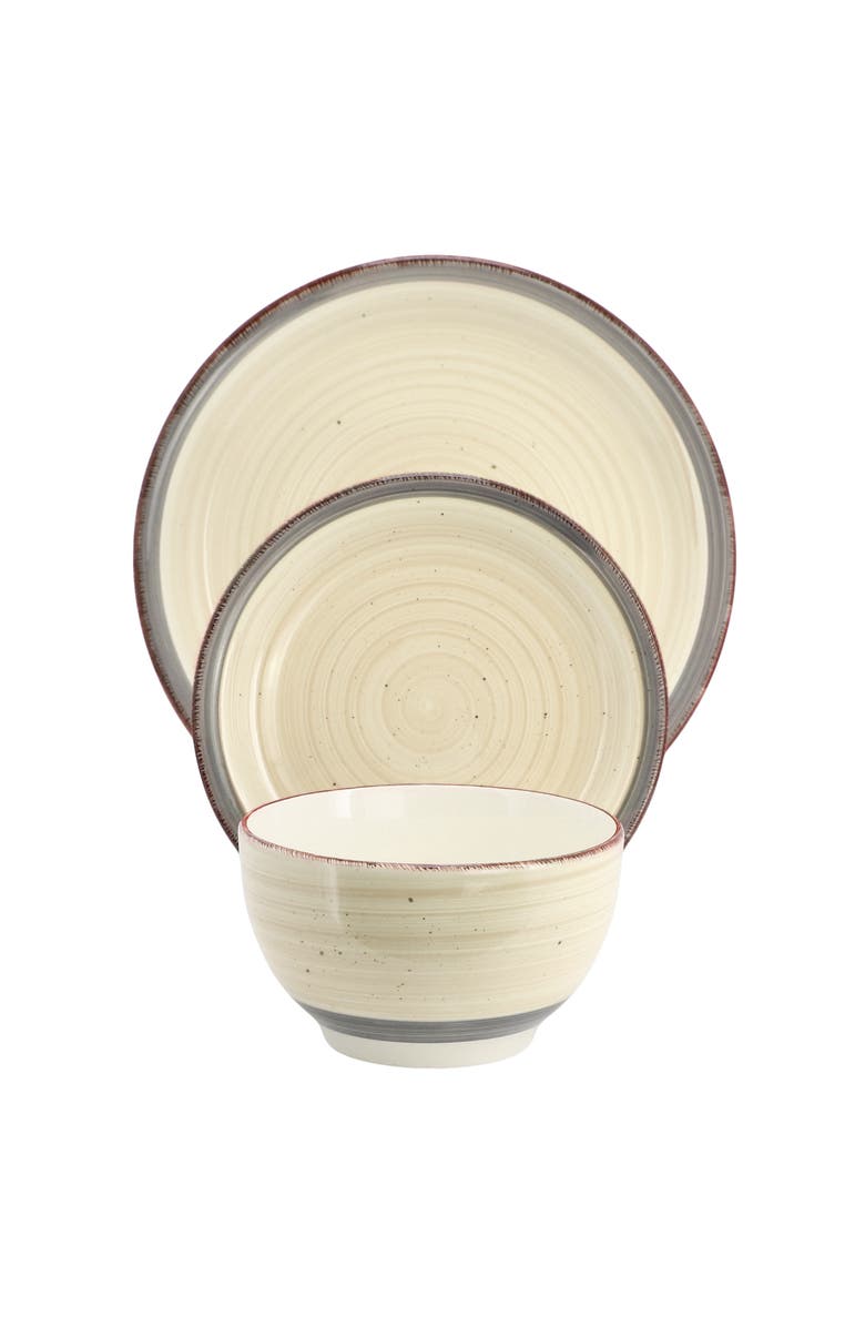 Gibson Home Holcomb 12 Piece Ceramic Dinnerware Set, Alternate, color, Beige