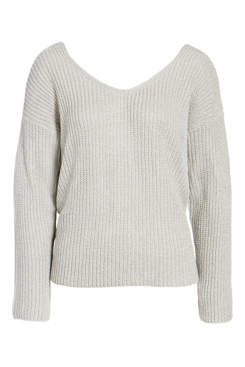 Twist Back Sweater, Alternate, color, HEATHER GREY