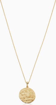 Oradina 14K Yellow Gold Greek Lion Medallion Necklace