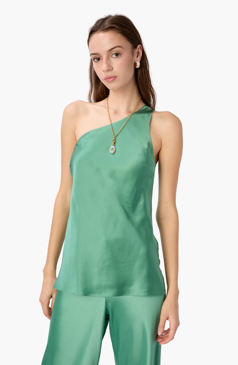 CAMI NYC Lumi One-Shoulder Silk Camisole, Alternate, color, Meadow
