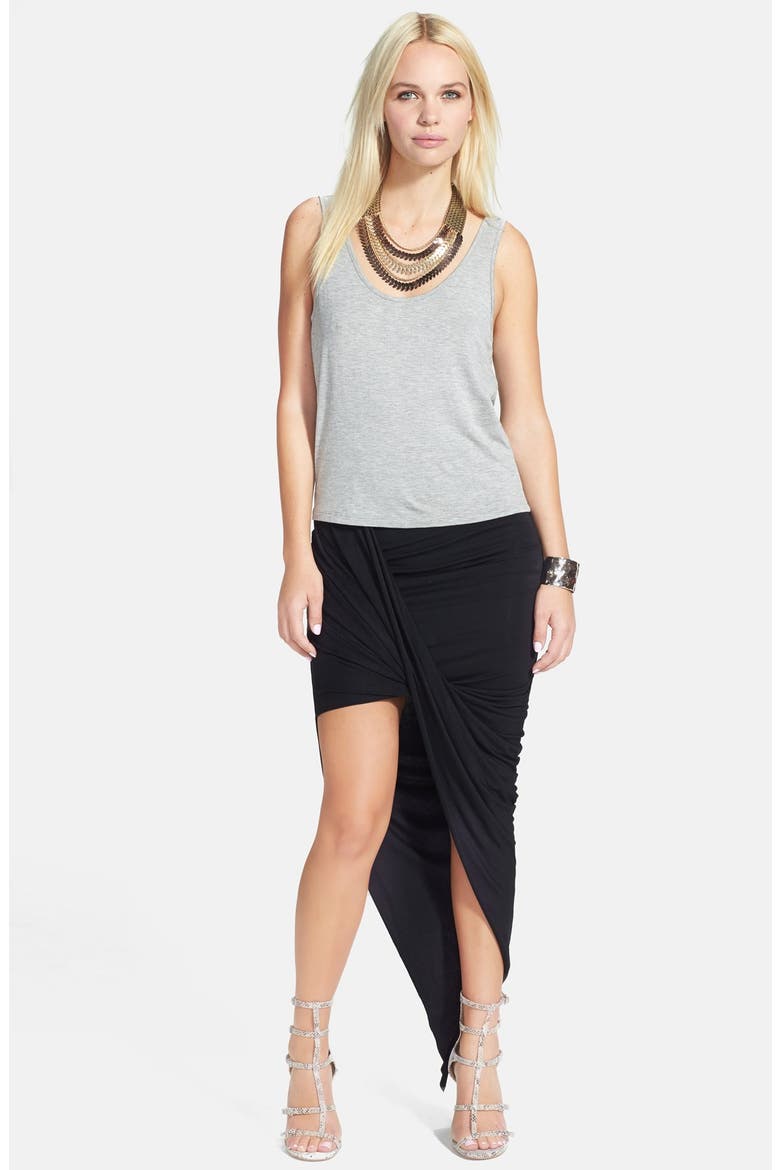Asymmetrical Twist Body-Con Skirt, Alternate, color, BLACK