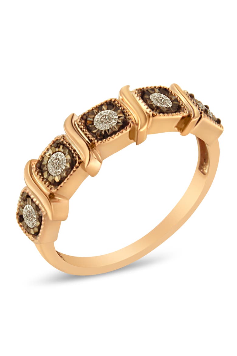 10K Rose Gold Flashed Silver Miracle-Set 1/4 Ctw Diamond 5-Stone Band Ring, Alternate, color, Rose Gold over Silver