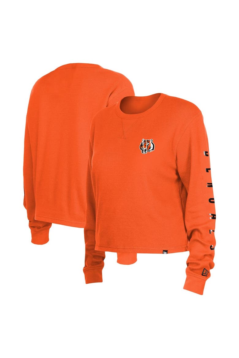 Women's New Era  Orange Cincinnati Bengals Thermal Crop Long Sleeve T-Shirt, Main, color, Orange