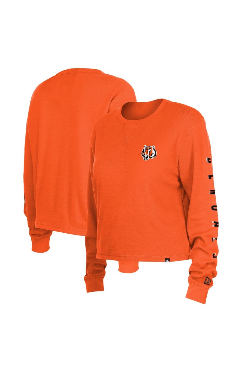 New Era Women's New Era  Orange Cincinnati Bengals Thermal Crop Long Sleeve T-Shirt, Main, color, Orange