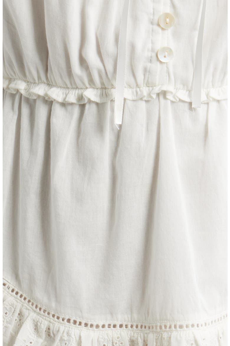 Zayan Eyelet & Ruffle Minidress, Alternate, color, WHITE