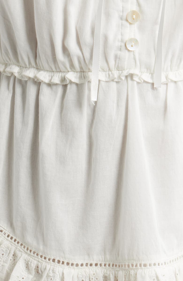 LoveShackFancy Zayan Eyelet & Ruffle Minidress, Alternate, color, White