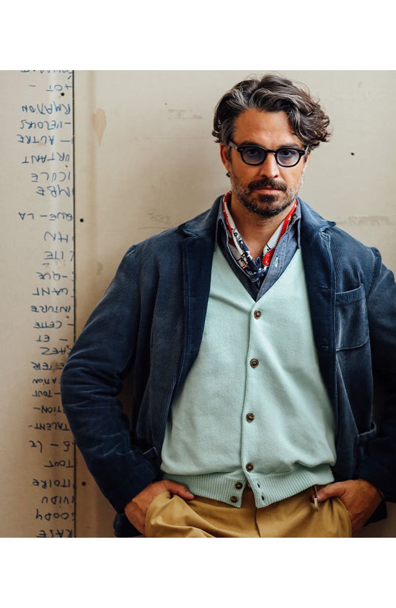 Fortela Oliver Cotton Knit Cardigan, Alternate, color, Turquoise