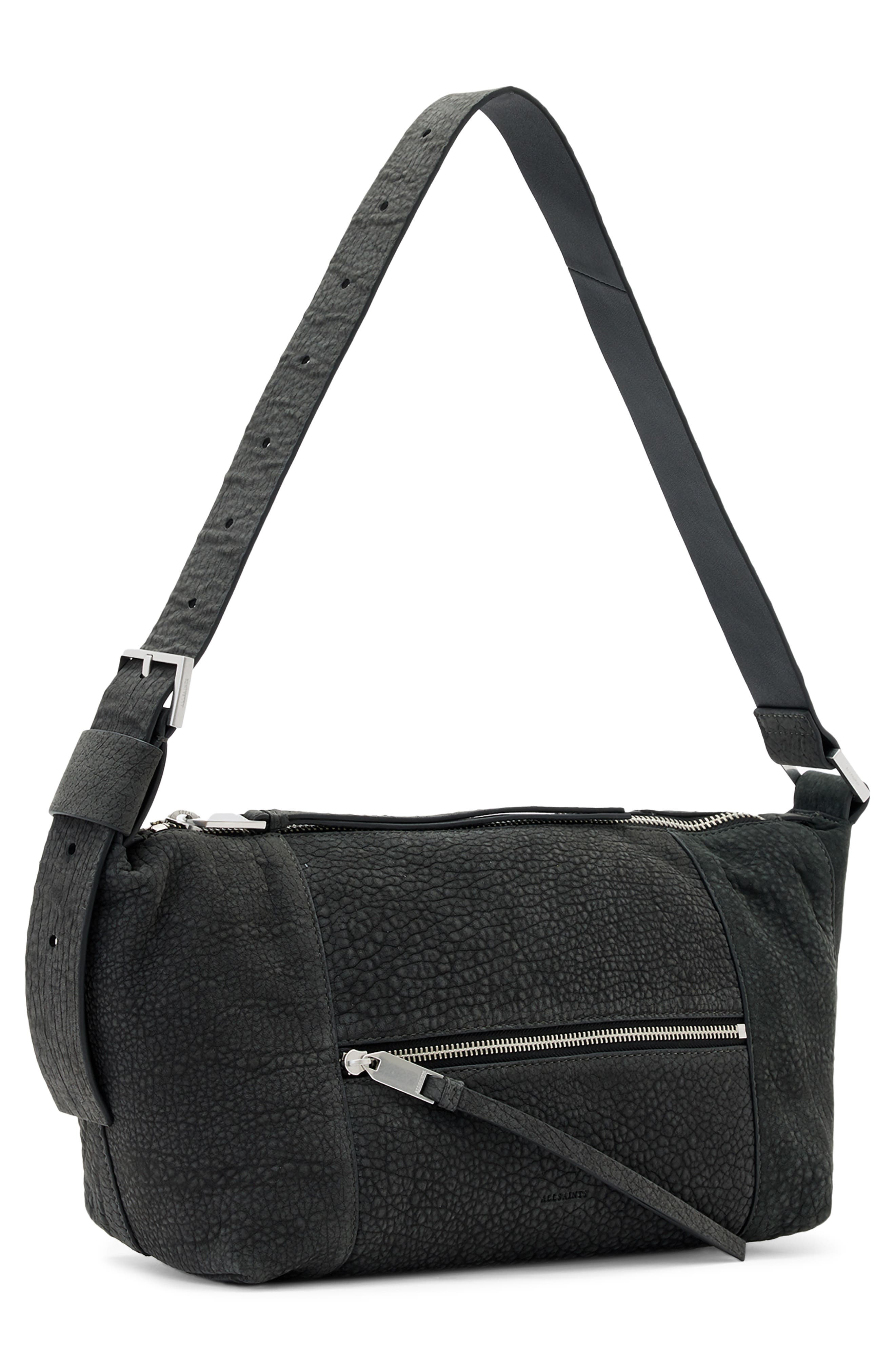 AllSaints Vega G Lambskin Leather Shoulder Bag, Alternate, color, Meteorite Grey